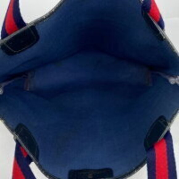 Gucci Shoulder bag gray Navy Sherry Web GG Blue canvas Bag tote - Picture 6 of 6